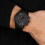  Shop Authentic Emporio Armani Sportivo Chronograph Black Dial Black Leather Strap Watch For Men - AR2461 - Luxxuri