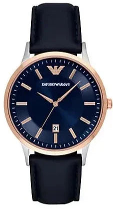  Shop Authentic Emporio Armani Renato Analog Blue Dial Black Leather Strap Watch For Men - AR2506 - Luxxuri