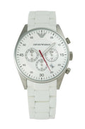  Shop Authentic Emporio Armani Sport Chronograph White Dial White Silicone Strap Watch For Men - AR5859 - Luxxuri