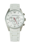  Shop Authentic Emporio Armani Sport Chronograph White Dial White Silicone Strap Watch For Men - AR5859 - Luxxuri