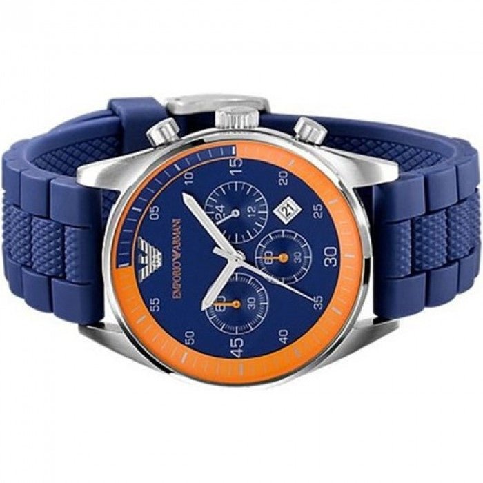  Shop Authentic Emporio Armani Chronograph Blue Dial Blue Rubber Strap Watch For Men - AR5864 - Luxxuri
