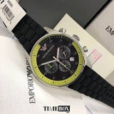  Shop Authentic Emporio Armani Chronograph Black Dial Black Rubber Strap Watch For Men - AR5865 - Luxxuri