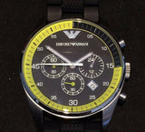  Shop Authentic Emporio Armani Chronograph Black Dial Black Rubber Strap Watch For Men - AR5865 - Luxxuri