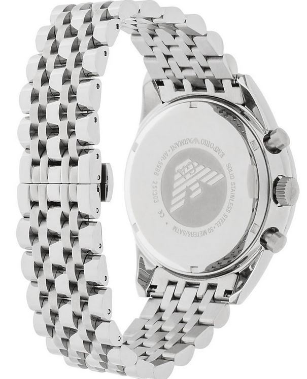 Emporio Armani Tazio Chronograph Black Dial Silver Steel Strap Watch For Men - AR5988