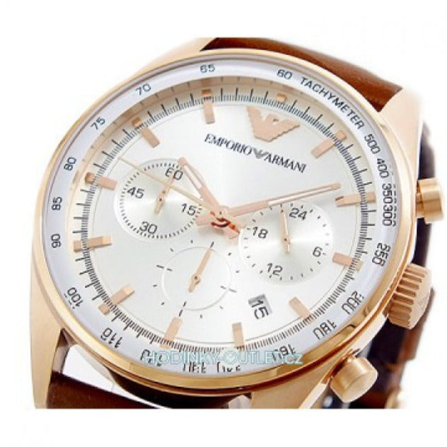  Shop Authentic Emporio Armani Sportivo Chronograph White Dial Brown Leather Strap Watch For Men - AR5996 - Luxxuri