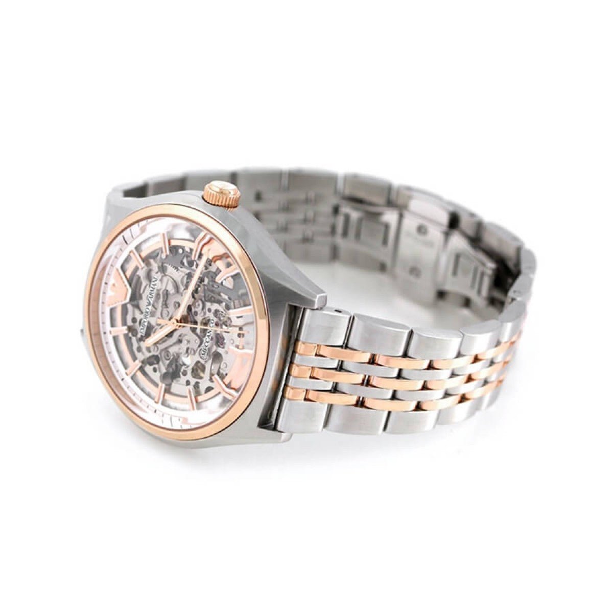  Shop Authentic Emporio Armani Meccanico White Dial Two Tone Stainless Steel Watch For Men - AR60002 - Luxxuri