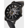  Shop Authentic Emporio Armani Meccanico Automatic Skeleton Dial Black Leather Strap Watch For Men - AR60008 - Luxxuri