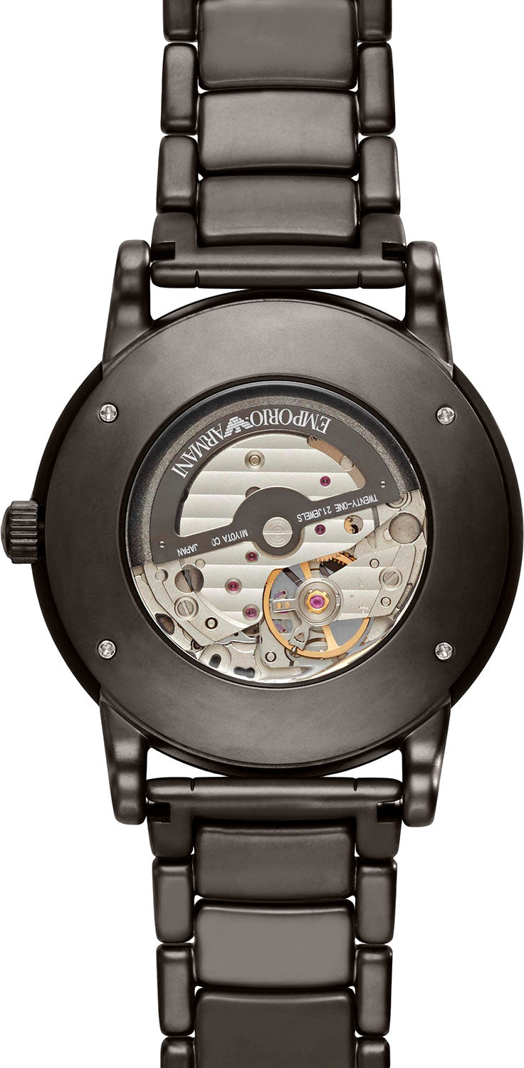  Shop Authentic Emporio Armani Meccanico Automatic Black Dial Black Steel Strap Watch For Men - AR60010 - Luxxuri