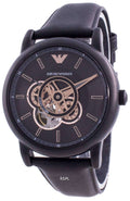  Shop Authentic Emporio Armani Luigi Automatic Skeleton Black Dial Black Leather Strap Watch For Men - AR60012 - Luxxuri
