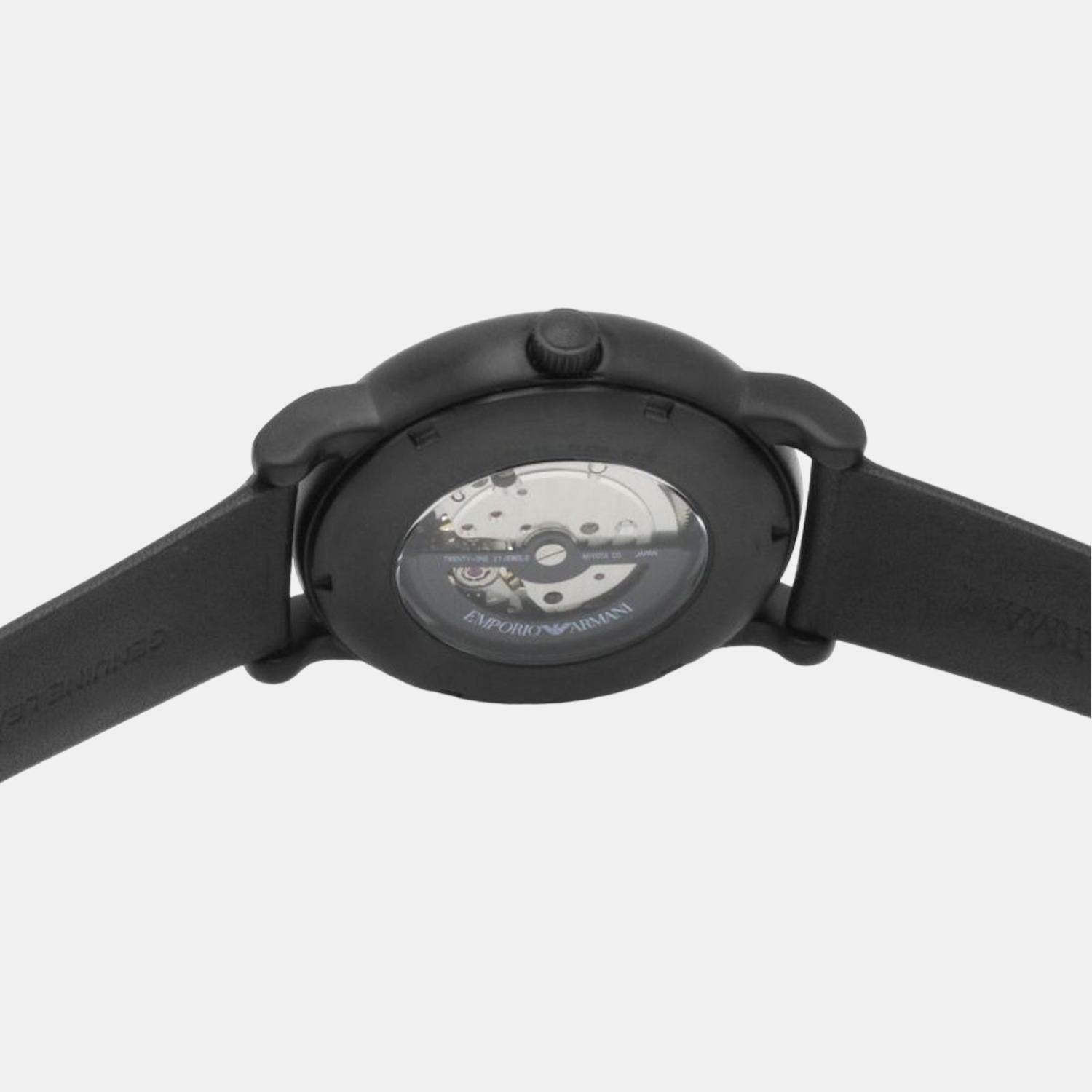  Shop Authentic Emporio Armani Luigi Automatic Skeleton Black Dial Black Leather Strap Watch For Men - AR60012 - Luxxuri