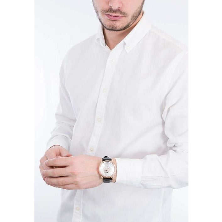  Shop Authentic Emporio Armani Luigi Automatic Silver Dial Black Leather Strap Watch For Men - AR60013 - Luxxuri