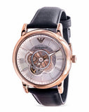  Shop Authentic Emporio Armani Luigi Automatic Silver Dial Black Leather Strap Watch For Men - AR60013 - Luxxuri