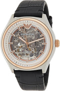  Shop Authentic Emporio Armani Zeta Skeleton Automatic Silver Dial Black Leather Strap Watch For Men - AR60018 - Luxxuri