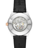  Shop Authentic Emporio Armani Zeta Skeleton Automatic Silver Dial Black Leather Strap Watch For Men - AR60018 - Luxxuri