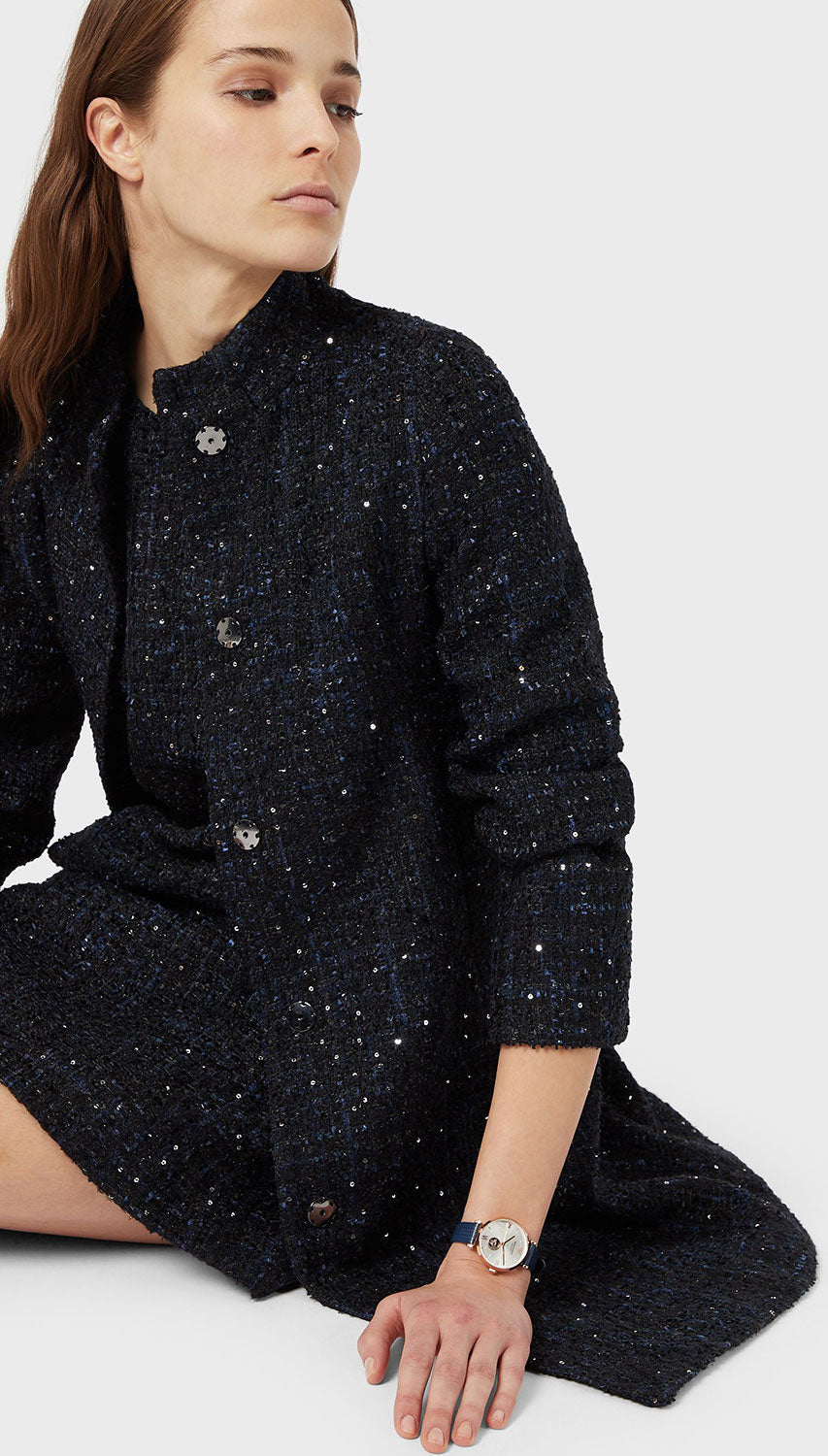  Shop Authentic Emporio Armani Gianni T-Bar Analog Silver Dial Blue Leather Strap Watch For Women - AR60020 - Luxxuri