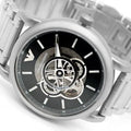  Shop Authentic Emporio Armani Meccanico Automatic Skeleton Black Dial Silver Steel Strap Watch For Men - AR60021 - Luxxuri