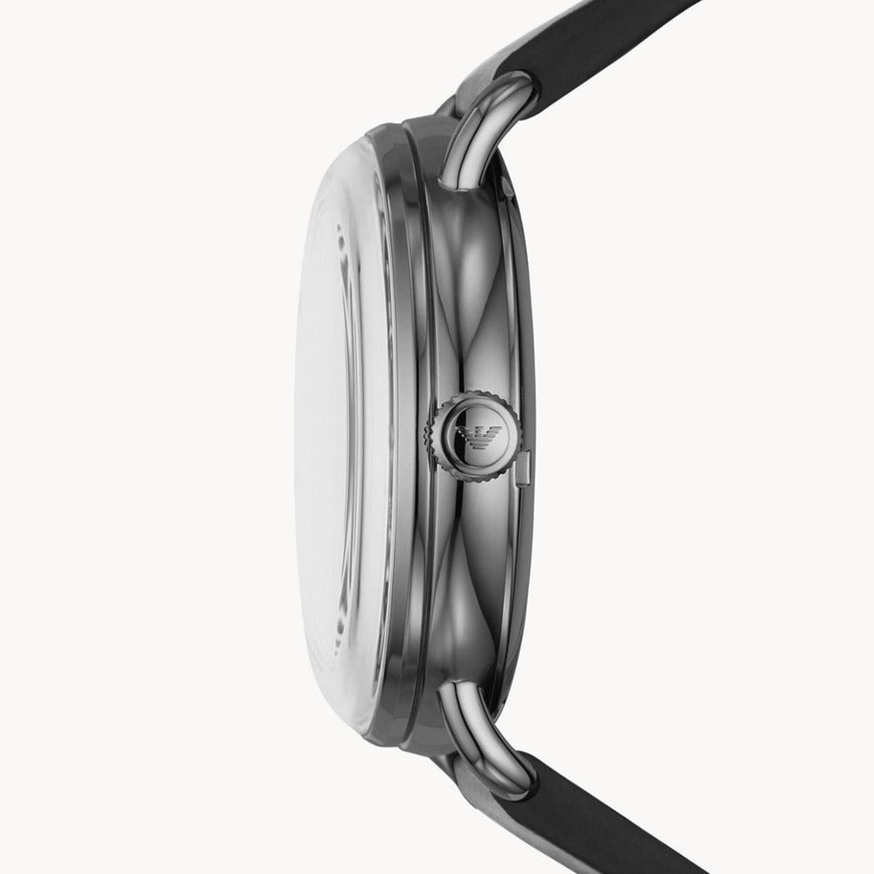  Shop Authentic Emporio Armani Meccanico Skeleton Black Dial Black Leather Strap Watch For Men - AR60026 - Luxxuri