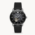  Shop Authentic Emporio Armani Meccanico Skeleton Black Dial Black Leather Strap Watch For Men - AR60026 - Luxxuri