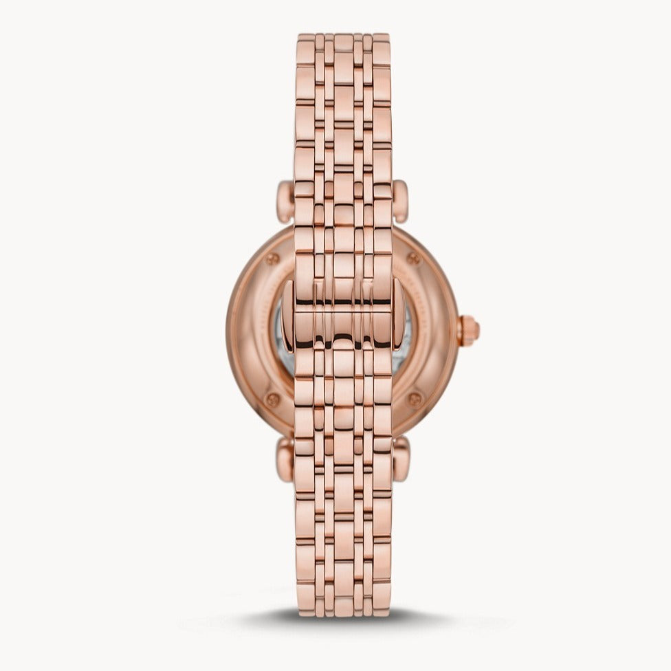  Shop Authentic Emporio Armani Meccanico Crystals Black Dial Rose Gold Steel Strap Watch For Women - AR60043 - Luxxuri