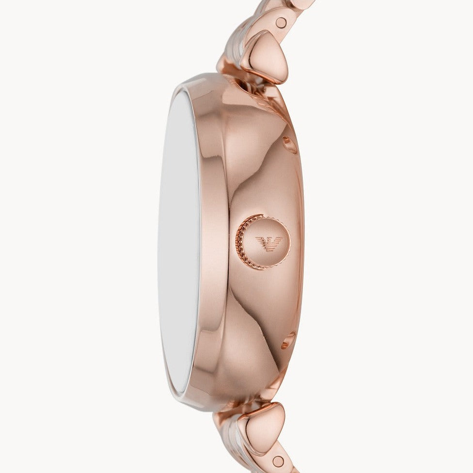  Shop Authentic Emporio Armani Meccanico Crystals Black Dial Rose Gold Steel Strap Watch For Women - AR60043 - Luxxuri