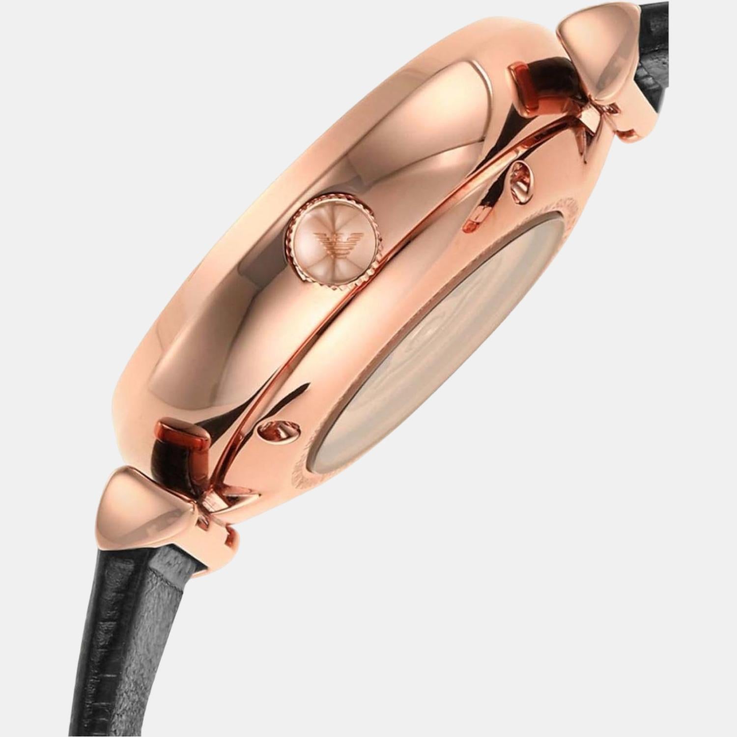  Shop Authentic Emporio Armani Gianni T Bar Mother of Pearl White Dial Black Leather Strap Watch For Women - AR60047 - Luxxuri