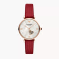  Shop Authentic Emporio Armani Gianni T-Bar Mother of Pearl White Dial Red Leather Strap Watch For Women - AR60048 - Luxxuri