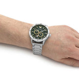  Shop Authentic Emporio Armani Meccanico Chronograph Automatic Green Dial Silver Steel Strap Watch For Men - AR60053 - Luxxuri