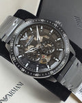  Shop Authentic Emporio Armani Meccanico Automatic Black Dial Black Steel Strap Watch For Men - AR60054 - Luxxuri