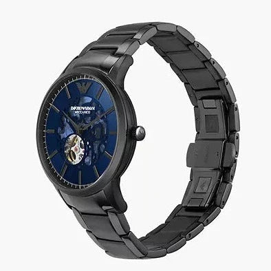  Shop Authentic Emporio Armani Renato Automatic Blue Dial Grey Steel Strap Watch For Men - AR60056 - Luxxuri