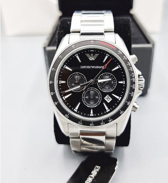  Shop Authentic Emporio Armani Sigma Chronograph Black Dial Silver Steel Strap Watch For Men - AR6098 - Luxxuri