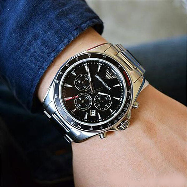  Shop Authentic Emporio Armani Sigma Chronograph Black Dial Silver Steel Strap Watch For Men - AR6098 - Luxxuri