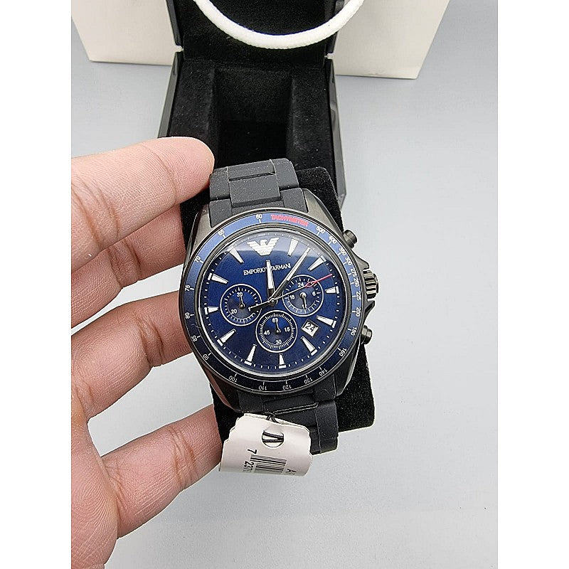 Shop Authentic Emporio Armani Sigma Chronograph Blue Dial Black Silicone Strap Watch For Men - AR6121 - Luxxuri