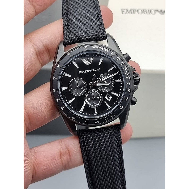 Shop Authentic Emporio Armani Sigma Chronograph Black Dial Black Leather Strap Watch For Men - AR6131 - Luxxuri