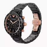  Shop Authentic Emporio Armani Mario Ceramic Chronograph Black Dial Black Steel Strap Watch For Men - AR70002 - Luxxuri