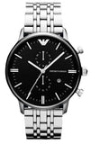  Shop Authentic Emporio Armani Gianni Chronograph Black Dial Silver Steel Strap Watch For Men - AR80009 - Luxxuri