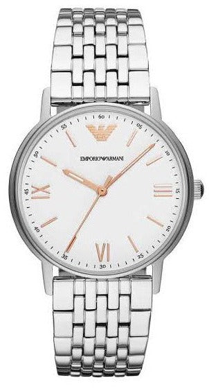  Shop Authentic Emporio Armani Kappa Quartz White Dial Silver Steel Strap Watch For Men - AR80014 - Luxxuri