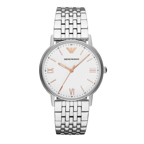 Shop Authentic Emporio Armani Kappa Quartz White Dial Silver Steel Strap Watch For Men - AR80014 - Luxxuri
