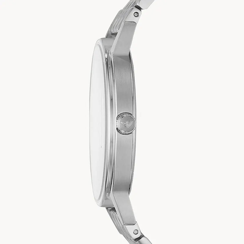 Emporio Armani Kappa Quartz White Dial Silver Steel Strap Watch For Men - AR80014