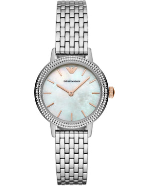  Shop Authentic Emporio Armani Interchangeable Analog Mother of Pearl Dial Silver Steel Strap Watch For Women - AR80020 - Luxxuri
