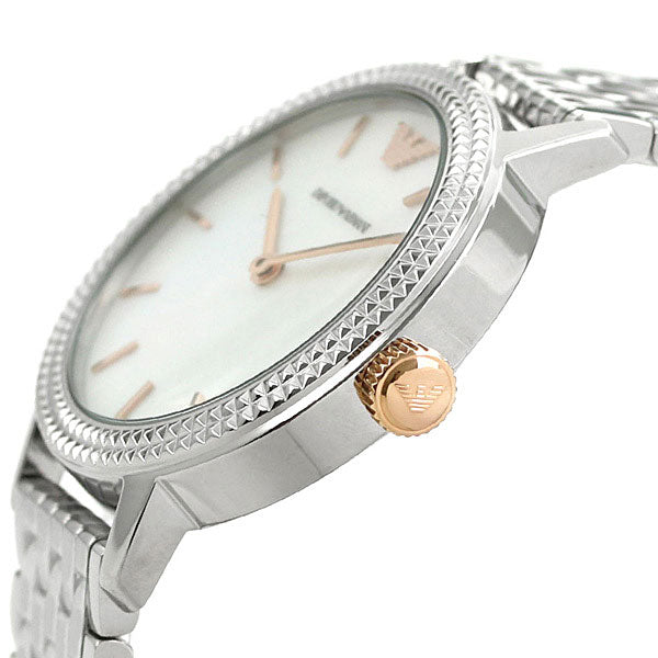  Shop Authentic Emporio Armani Interchangeable Analog Mother of Pearl Dial Silver Steel Strap Watch For Women - AR80020 - Luxxuri