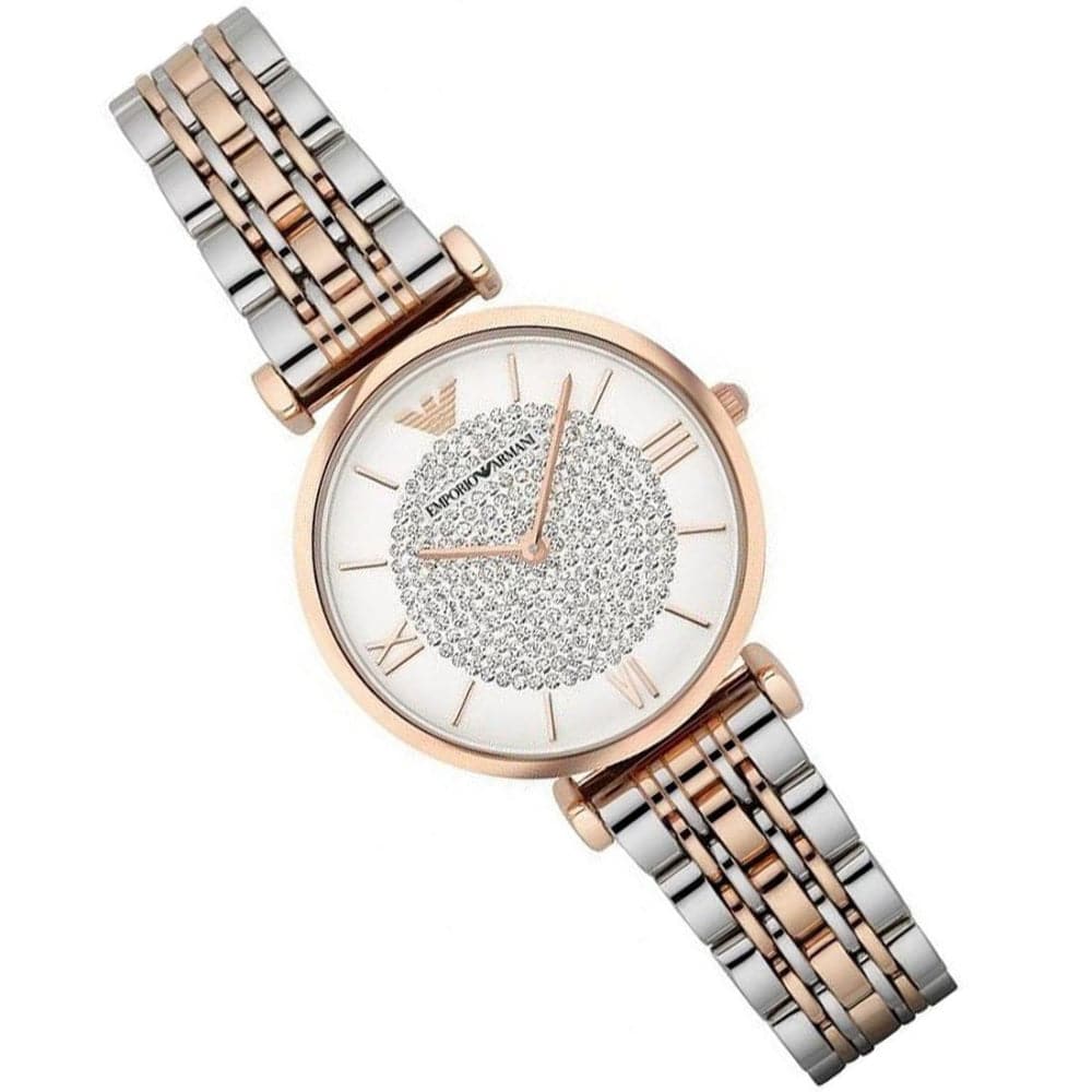 Shop Authentic Emporio Armani Gianni T Bar Quartz White Dial Two Tone Steel Strap Watch For Women - AR80035 - Luxxuri
