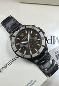  Shop Authentic Emporio Armani Diver Chronograph Black Dial Black Steel Strap Watch For Men - AR80050 - Luxxuri