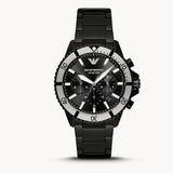  Shop Authentic Emporio Armani Diver Chronograph Black Dial Black Steel Strap Watch For Men - AR80050 - Luxxuri