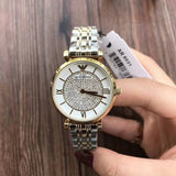  Shop Authentic Emporio Armani Gianni T Bar White Dial Two Tone Steel Strap Watch For Women - AR8031 - Luxxuri