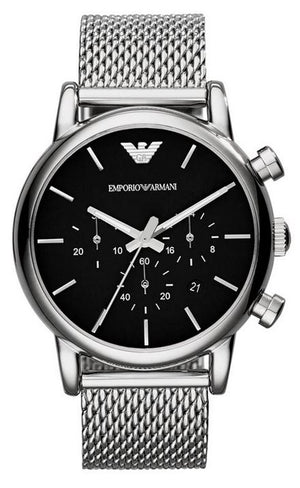  Shop Authentic Emporio Armani Luigi Black Dial Silver Mesh Bracelet Watch For Men - AR8032 - Luxxuri