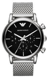  Shop Authentic Emporio Armani Luigi Black Dial Silver Mesh Bracelet Watch For Men - AR8032 - Luxxuri
