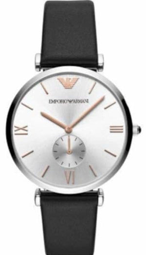  Shop Authentic Emporio Armani Gianni T Bar Mother of Pearl Dial Black Leather Strap Watch For Women - AR90002 - Luxxuri