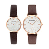  Shop Authentic Emporio Armani Analog White Dial Brown Leather Strap Watch For Men - AR9042 - Luxxuri