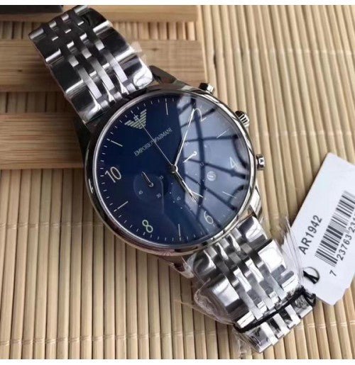 Shop Authentic Emporio Armani Chronograph Blue Dial Silver Steel Strap Watch For Men - AR1942 - Luxxuri