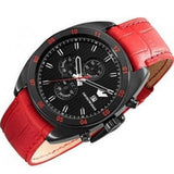  Shop Authentic Emporio Armani Sportivo Chronograph Black Dial Red Leather Strap Watch For Men - AR5918 - Luxxuri